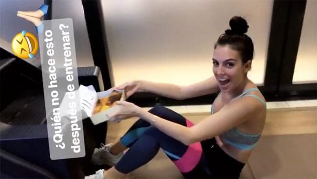Georgina Rodríguez comiendo bollos después del gimnasio