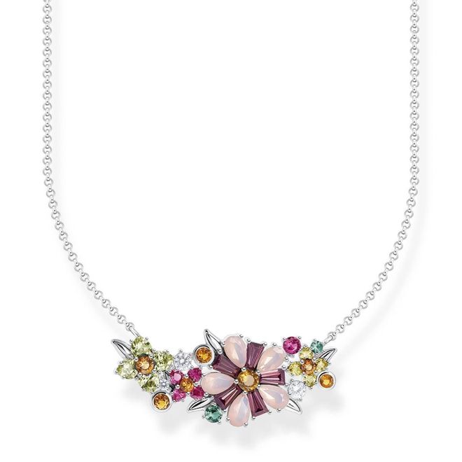 Cadena de flores con piedras de colores en plata de Thomas Sabo