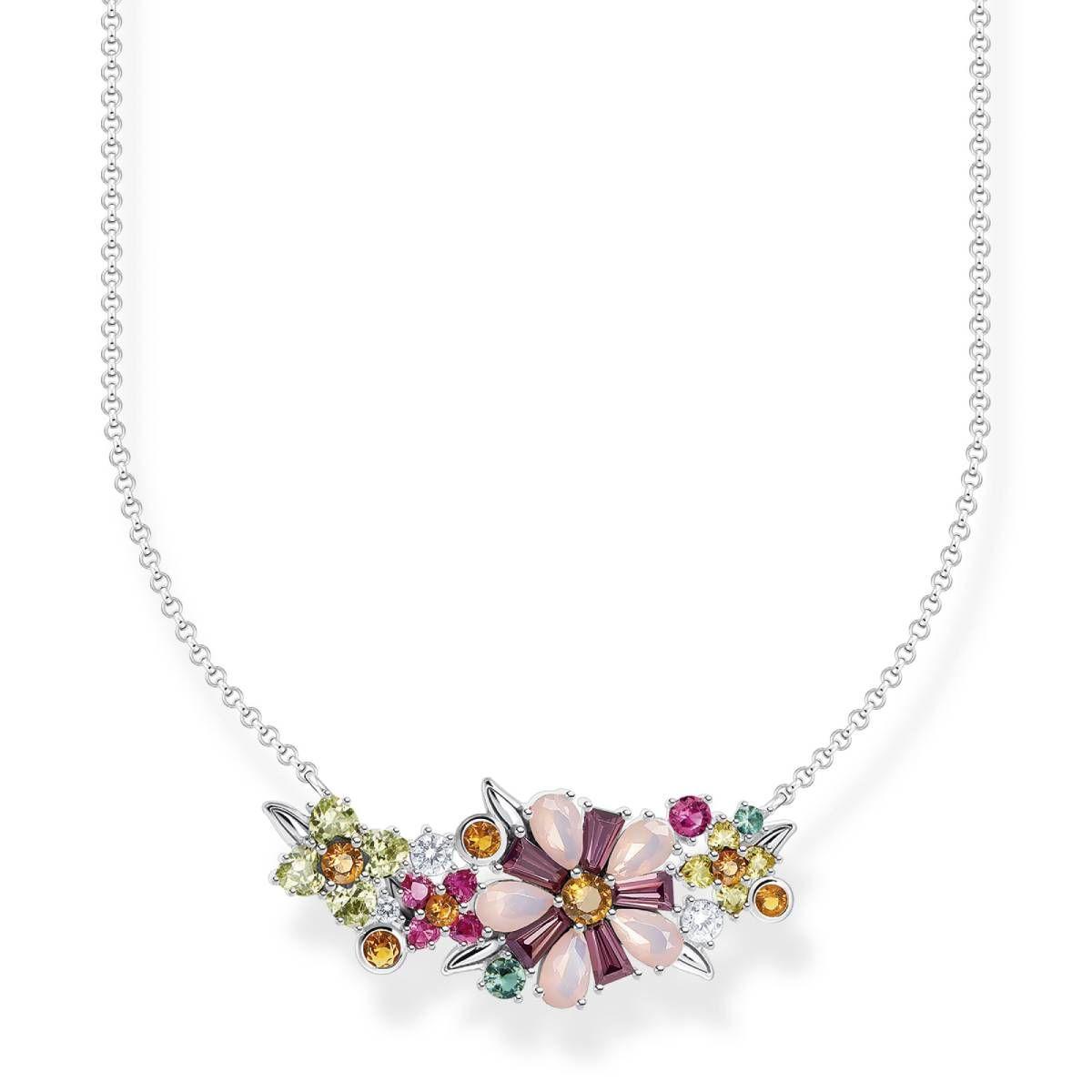 Cadena de flores con piedras de colores en plata de Thomas Sabo