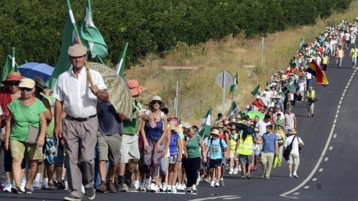 Marcha reivindicativa del SAT, desde Hornachuelos a Córdoba