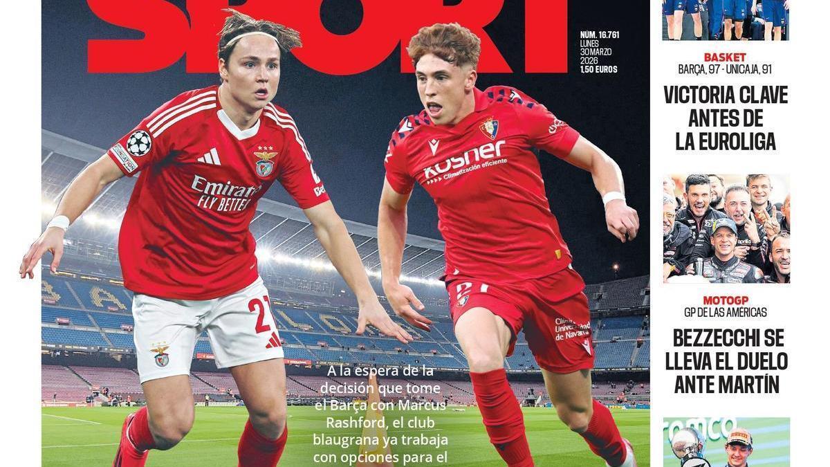 La portada de SPORT de hoy lunes, 30 de marzo de 2026