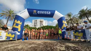 Javier Cardona y Susana Sevillano brillan en la VI Travesía Canal de Nado Eivissa