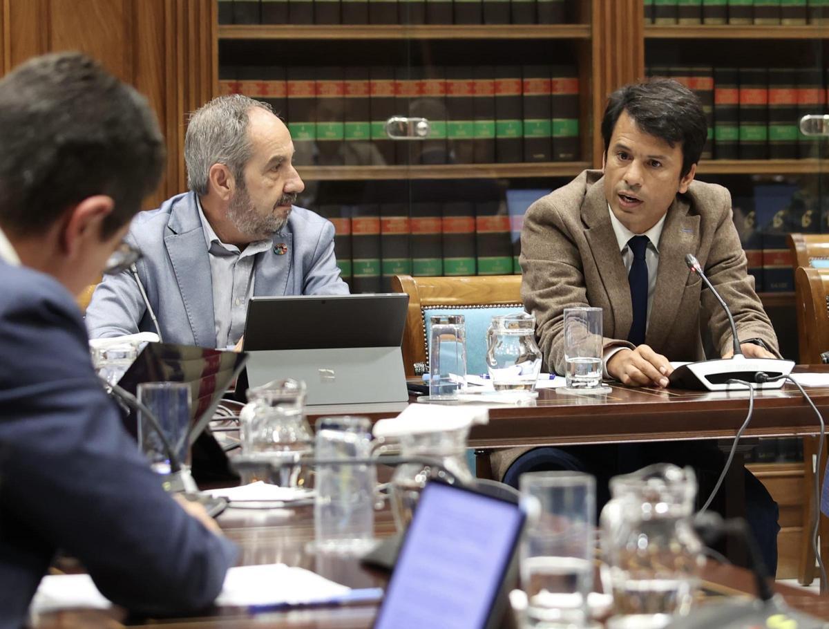 Marcos Bergaz (d), en el Parlamento de Canarias.