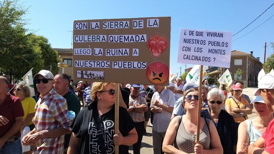 Manifestación en Tábara el 1 de febrero de los agricultores afectados por los incendios