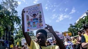 Protesta de trabajadores de educación infantil, este miércoles en Barcelona.