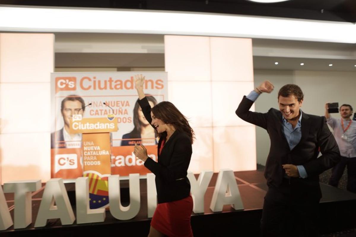 Arrimadas i Rivera, eufòrics amb els resultats electorals del 27-S. Arrimadas i Rivera, eufòrics amb els resultats electorals del 27-S.