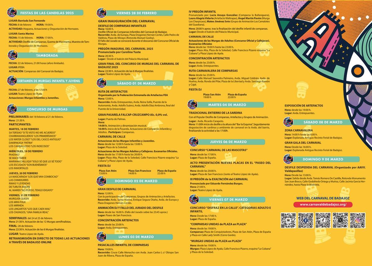 Programa del Carnaval de Badajoz 2025