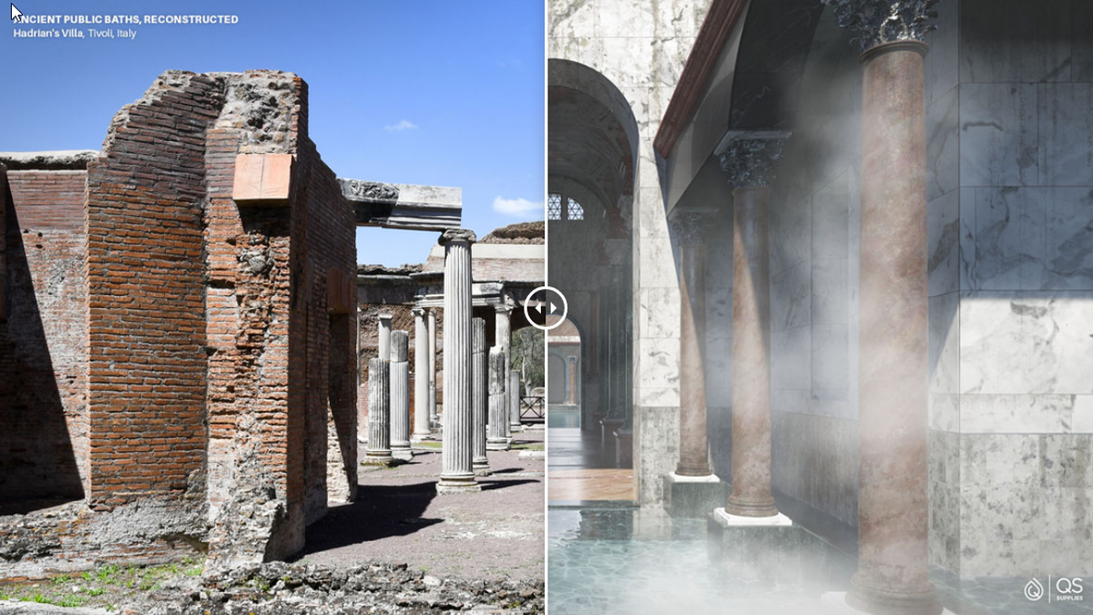 Villa Adriana, Tivoli, Italia, 7 termas antiguas reconstruidas