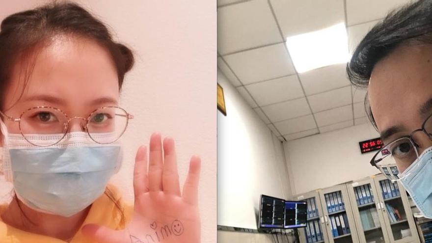 Jingyuan Chen y Zhoy Tao, médica y médico chinos que estudian en España.