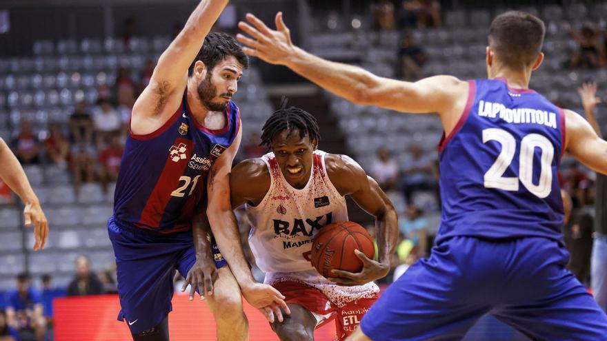 Brancou Badio, entre Abrines i Laprovittola en la final de la Lliga Catalana del setembre