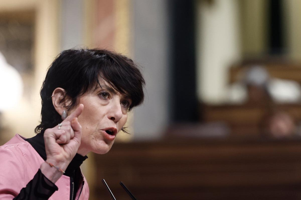La ministra de Inclusión y Seguridad Social, Elma Saiz durante su intervención ante el pleno del Congreso.