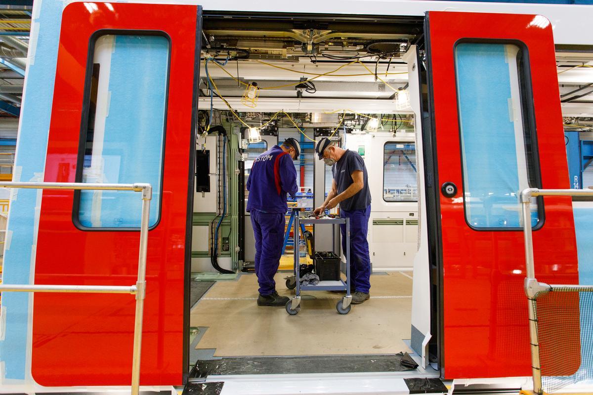 Uno de los nuevos vagones de metro, en la fábrica de Alstom.