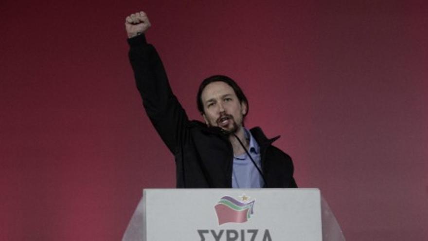 Pablo Iglesias, estrella en Grecia