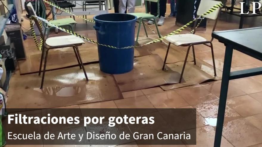 Filtraciones por goteras en las instalaciones de la Escuela de Arte y Diseño de Gran Canaria