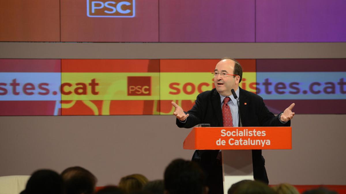 El primer secretario del PSC, Miquel Iceta, en marzo, en la convención municipal de los socialistas catalanes, en Barcelona.