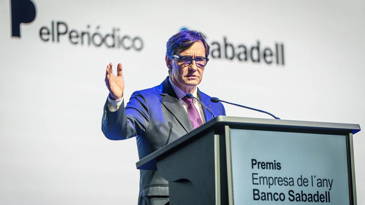 Salvador Illa, presidente de la Generalitat, durante su parlamento en el acto de entrega de los premios Empresa del Año 2024