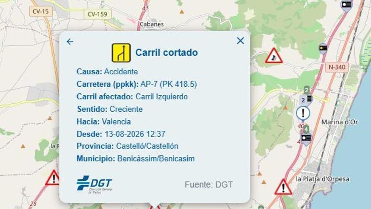 El cartel explicativo del accidente que ha compartido la DGT este jueves.