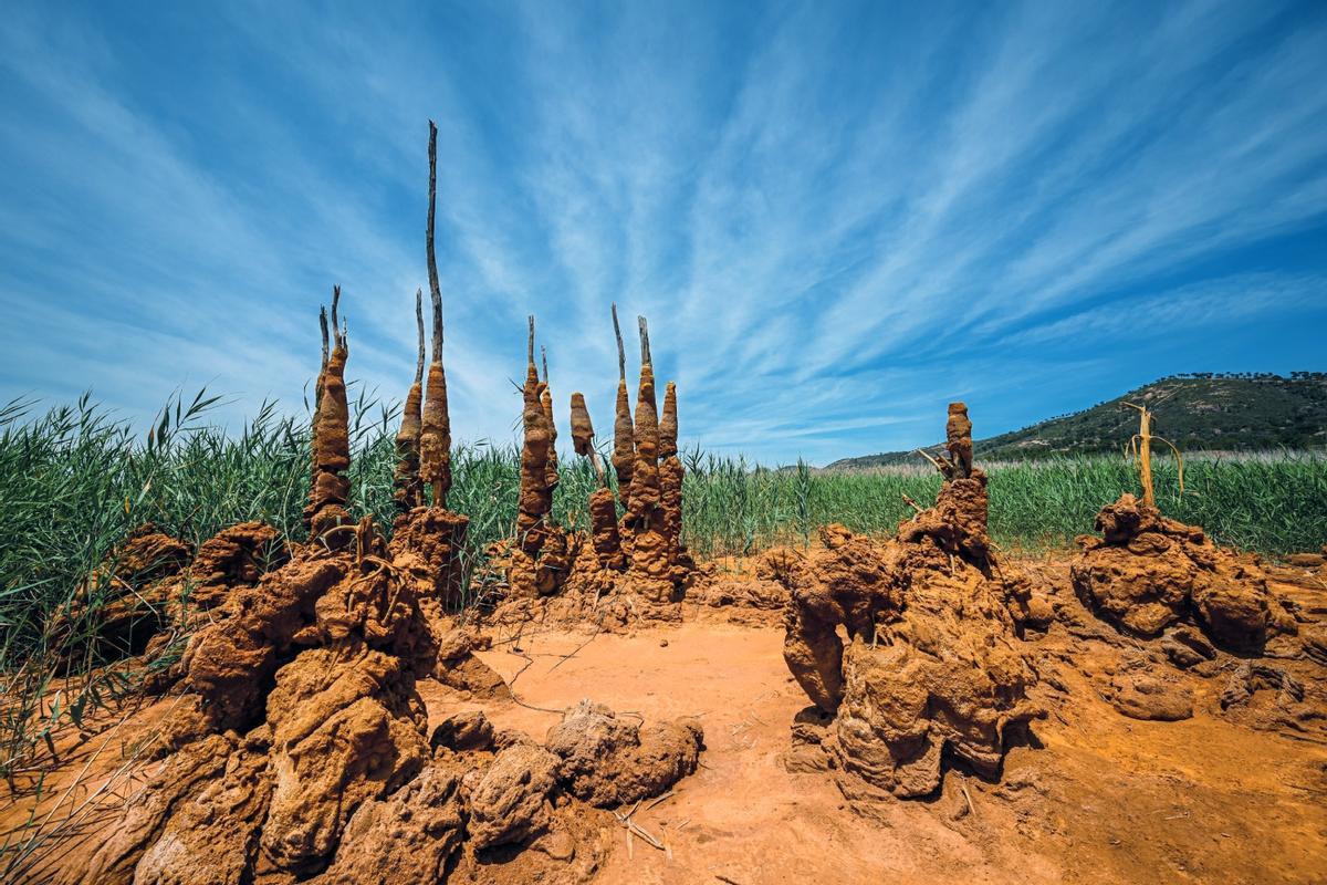 Pináculos en el embalse de Gossán, Huelva