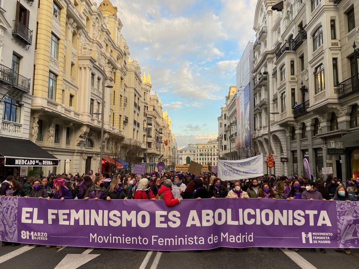 Imagen de la manifestación del 8M por las calles de Madrid,