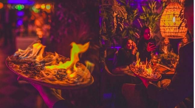 Dos imágenes de la pizza inferno carnívora que causó el incendio fatal en el restaurante Burro Canaglia de Madrid el viernes 21 de abril de 2023. /