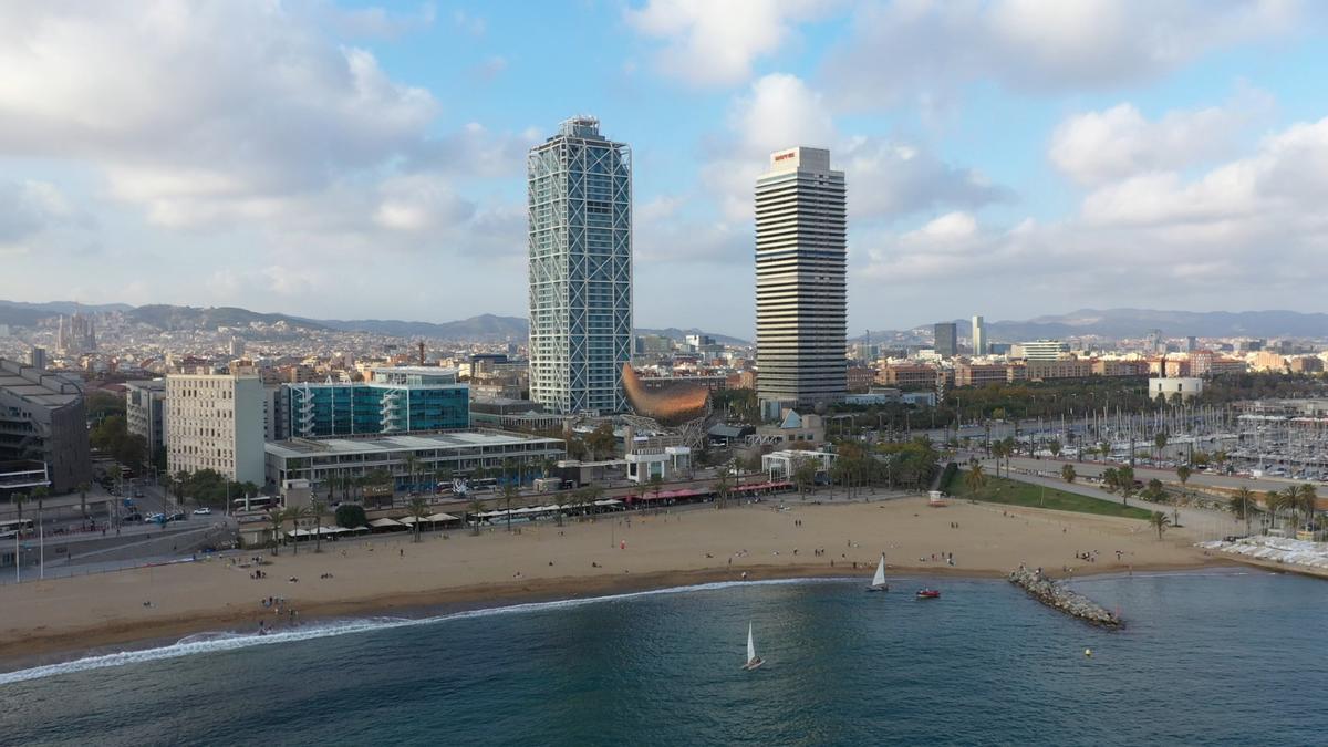 Imagen del litoral de Barcelona desde donde se podrán contemplar las regatas de la Copa América de vela.