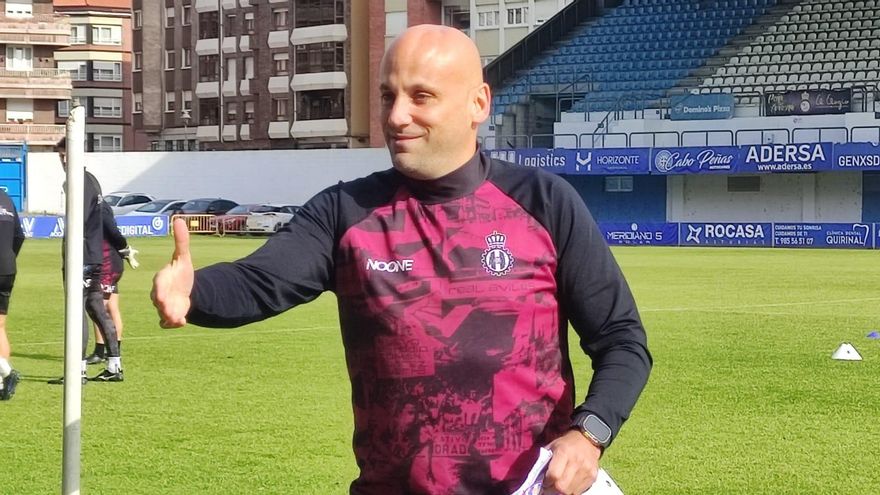 Javi Rozada, esta mañana durante el entrenamiento.