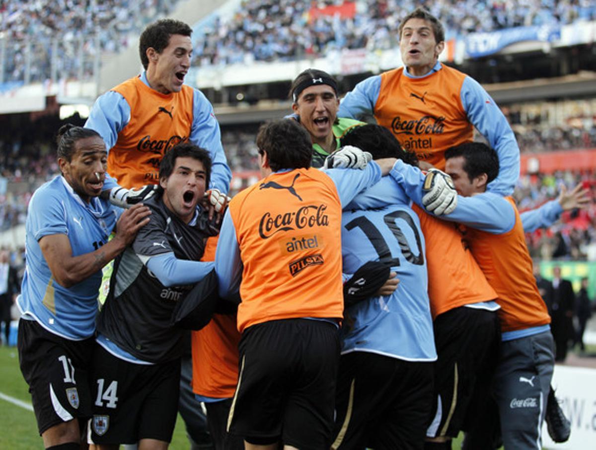 La selecció d’Uruguai celebra el triomf a la Copa Amèrica.