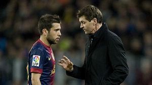 L’entrenador blaugrana elogia els seus jugadors desprésdel partit contra el Saragossa.
