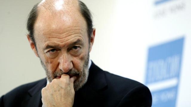Rubalcaba, ayer en Madrid.