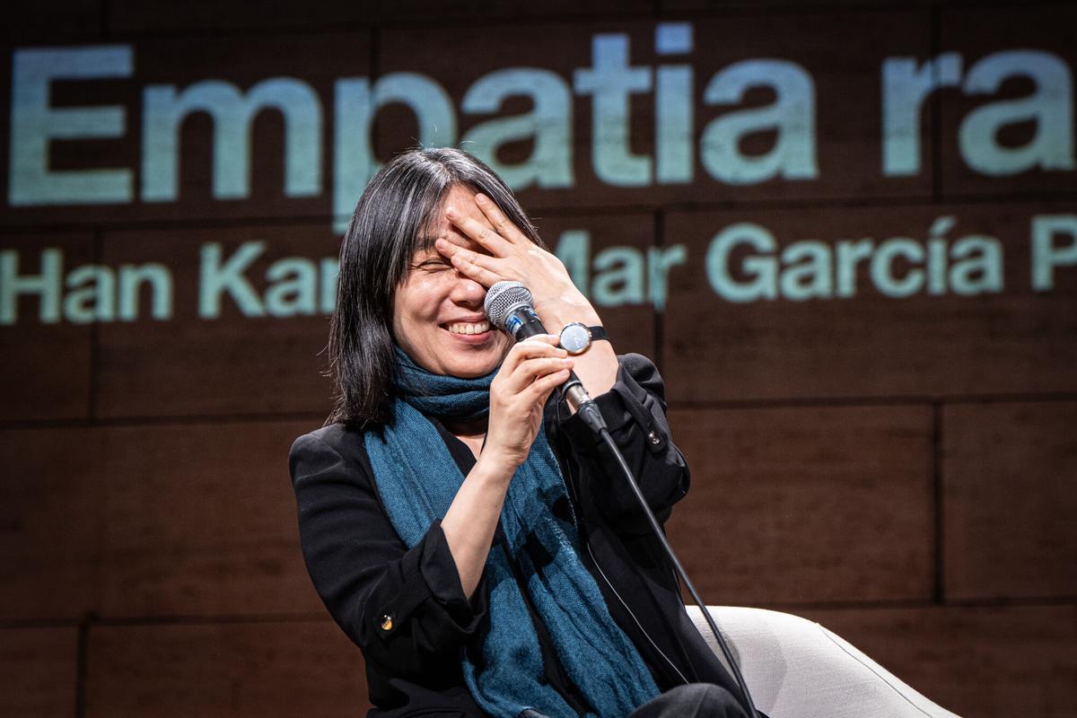 Barcelona 21/04/2026 Icult. La escritora Han Kang, premio Premio Nobel de Literatura 2024, visita el CCCB para hablar de su obra. AUTOR: MANU MITRU