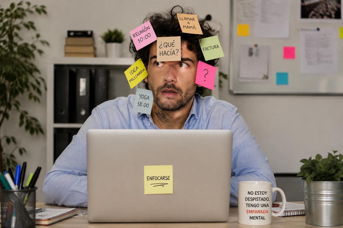 Un trabajador con una empanada mental.