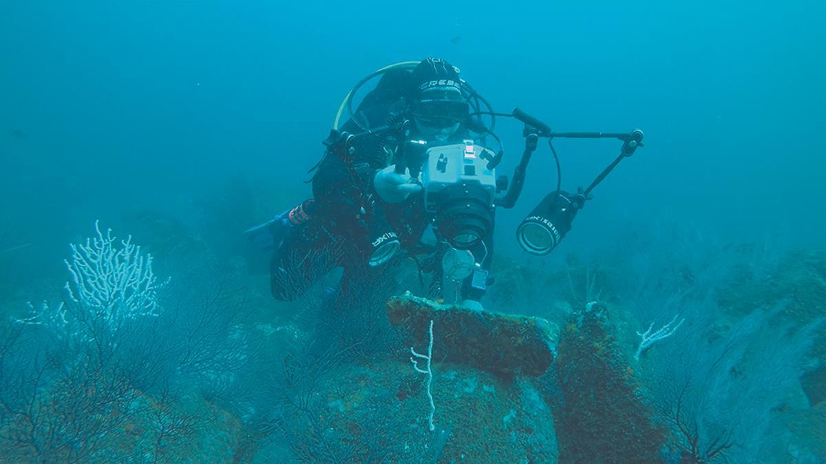 Jacinto Pérez, fotografiando especies bajo el mar.