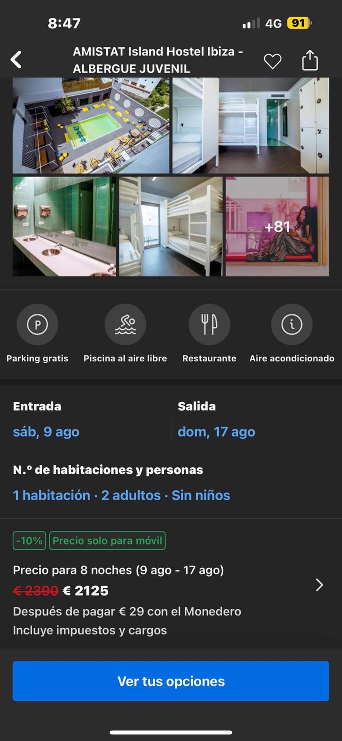 Una habitación para dos en un albergue juvenil