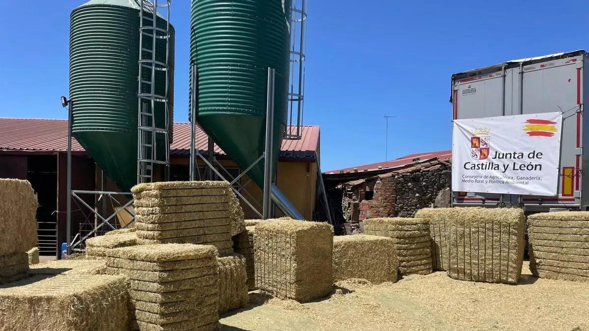 La Junta entre los primeros paks de alimentación para el ganado en las explotaciones arrasadas por el fuego de Fermoselle.