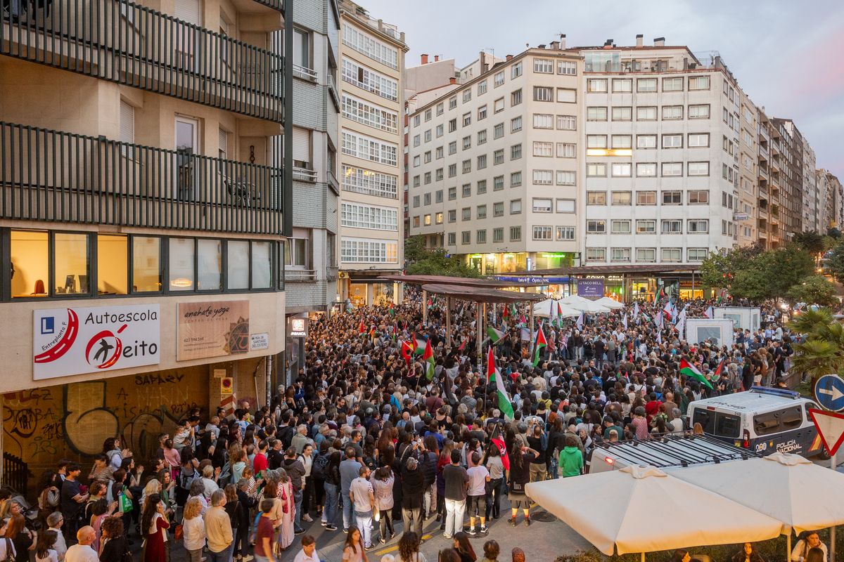 Manifestación en Santiago para protestar por la detención de la Flotilla a Gaza