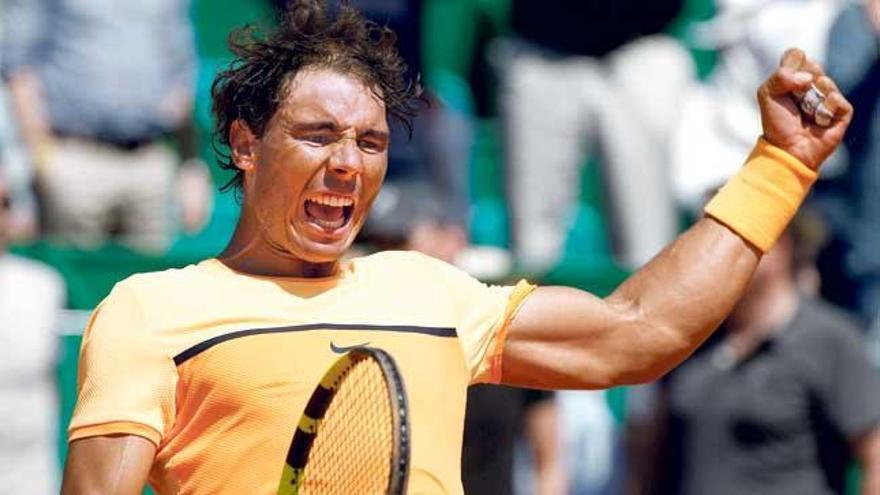 Nadal celebra su victoria sobre Wawrinka y su pase a semifinales.