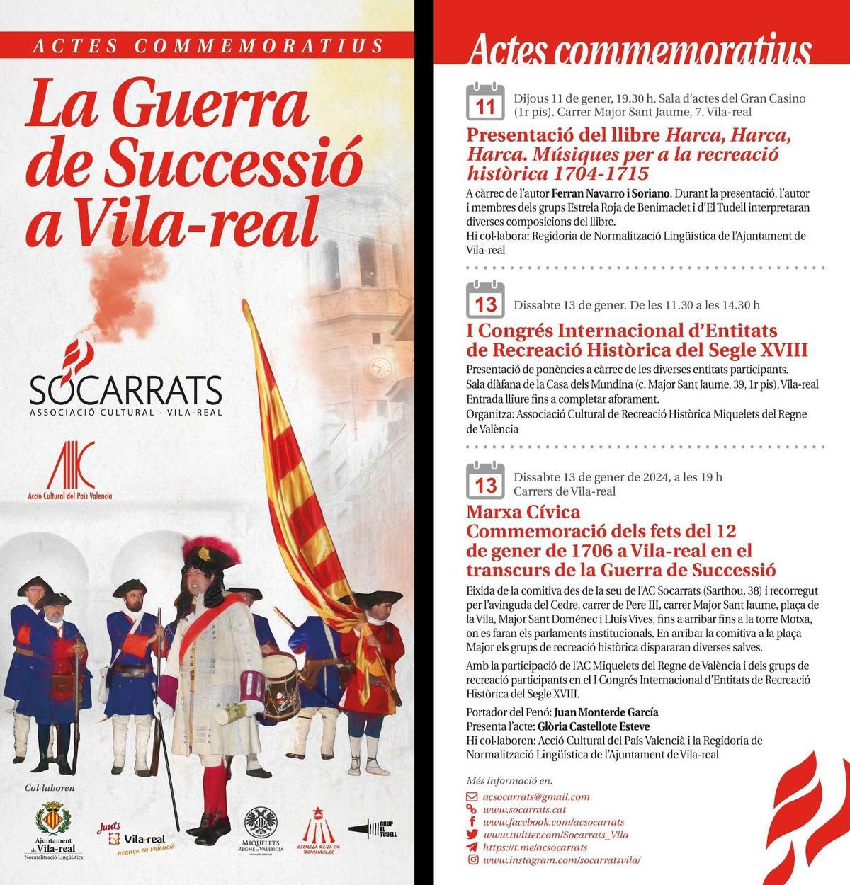 Programa de actos conmemorativos de la Guerra de Sucesión en Vila-real.
