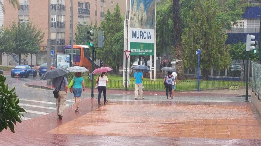 Imagen de archivo de las lluvias en la ciudad de Murcia el pasado mes de septiembre.