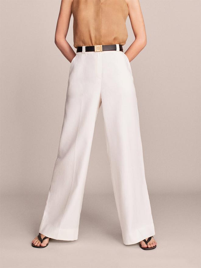 Pantalón ancho blanco, de Massimo Dutti