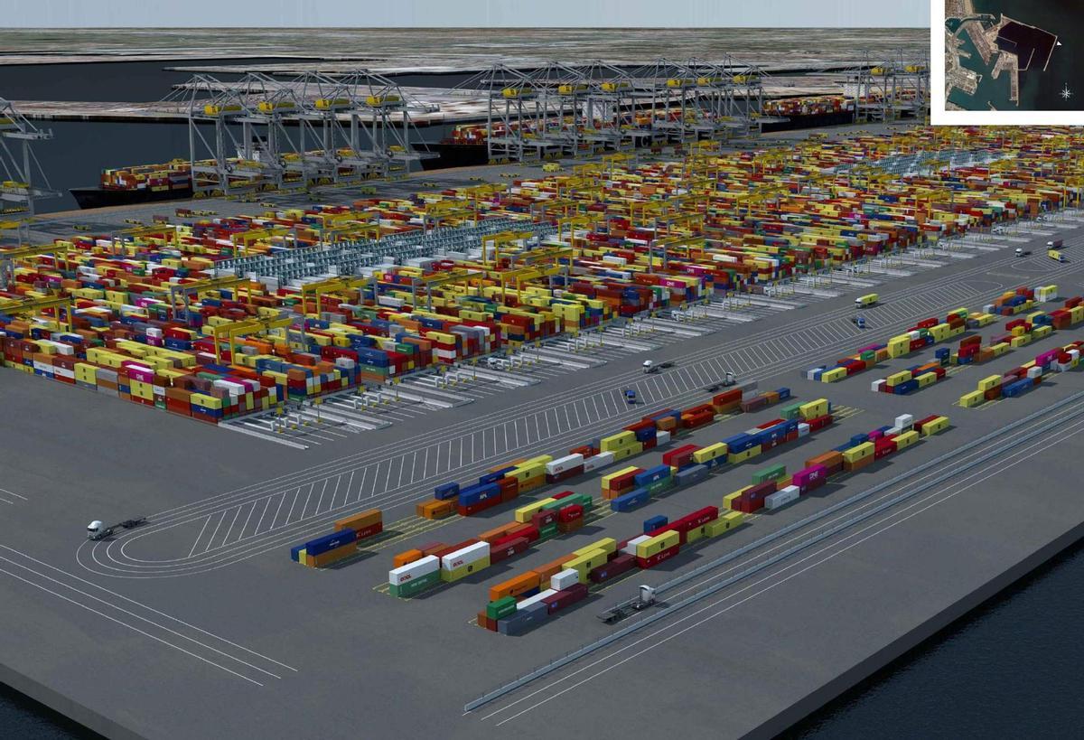 Proyecto de la terminal norte de contenedores de la multinacional TiL-MSC, en una imagen de archivo.