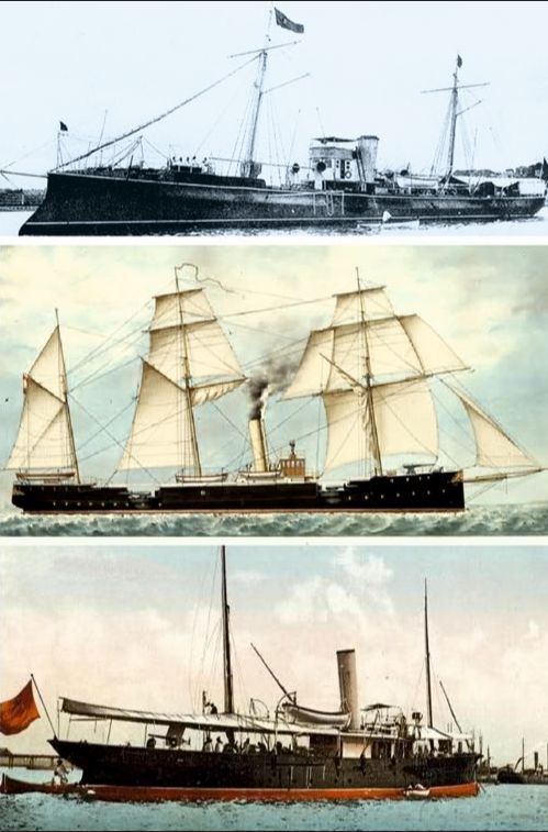 Os canoneiros "Marqués de Molíns", "Infanta Isabel" e "Vasco Núñez de Balboa".