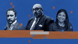 Víctor de Aldama, Koldo García Izaguirre y Delcy Rodríguez