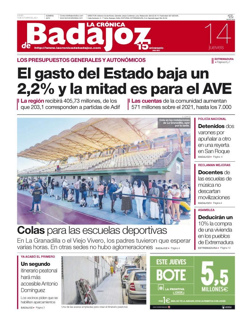 Consulta la portada correspondiente al día 14 de octubre del 2021