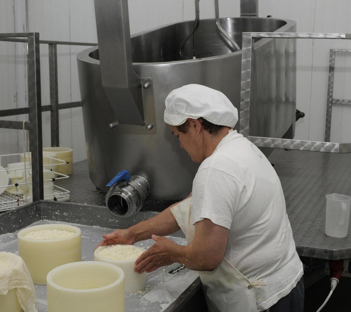 Una artesana elabora queso ecológico.