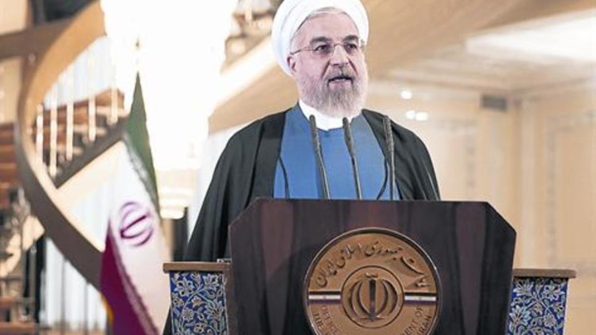 El presidente iraní, el reformista Hasan Rohani, en una alocución el pasado viernes en Teherán.