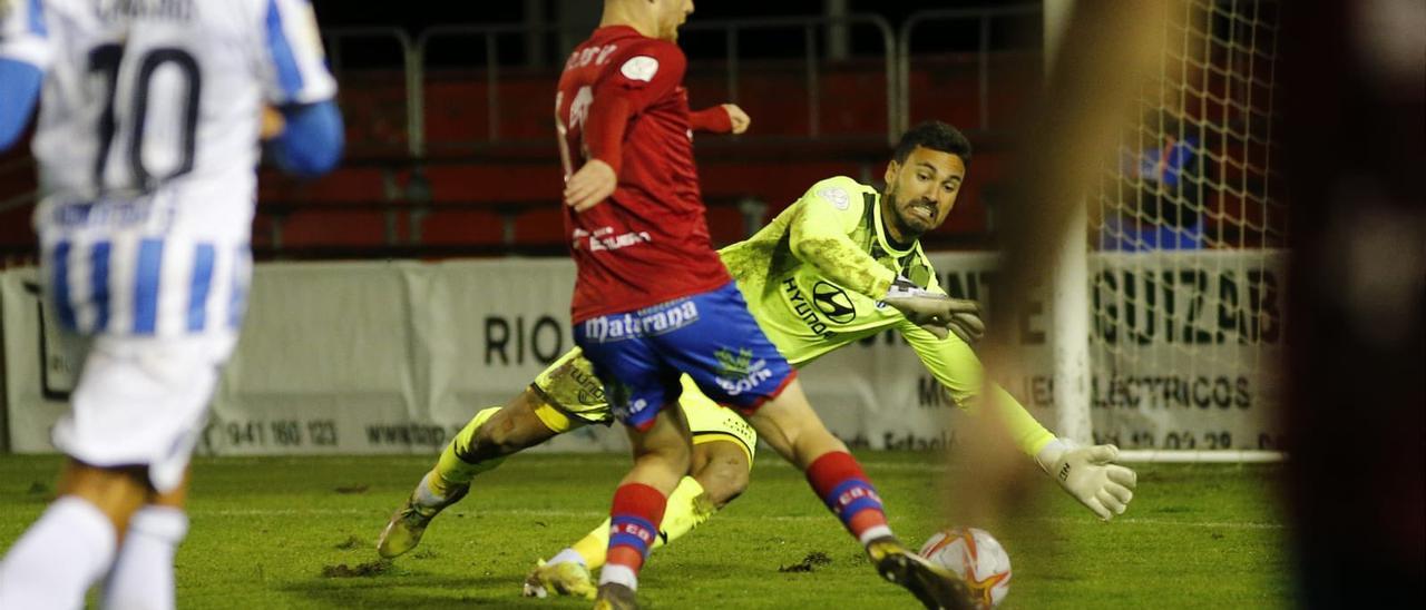 Xavi Ginard, durante el partido en Calahorra.