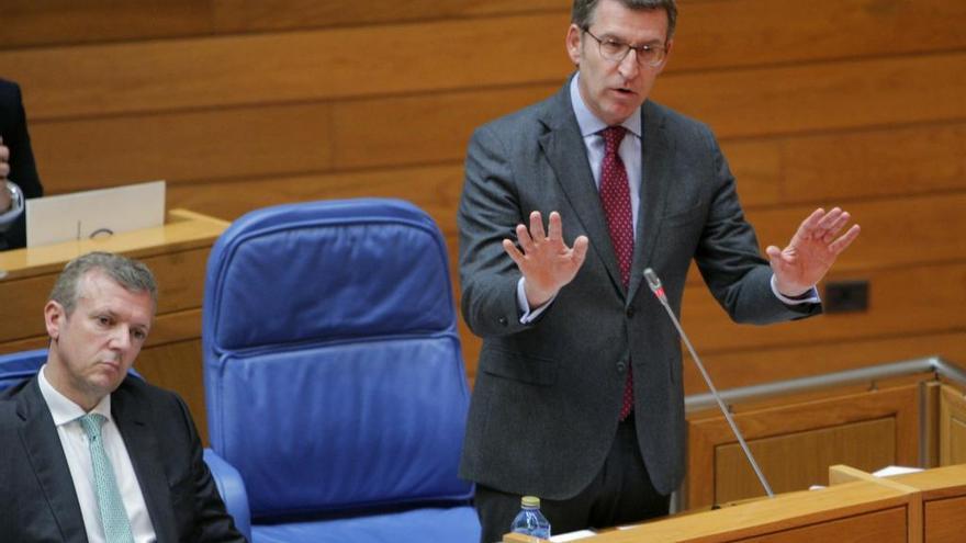 Alberto Núñez Feijóo, esta mañana en el Parlamento