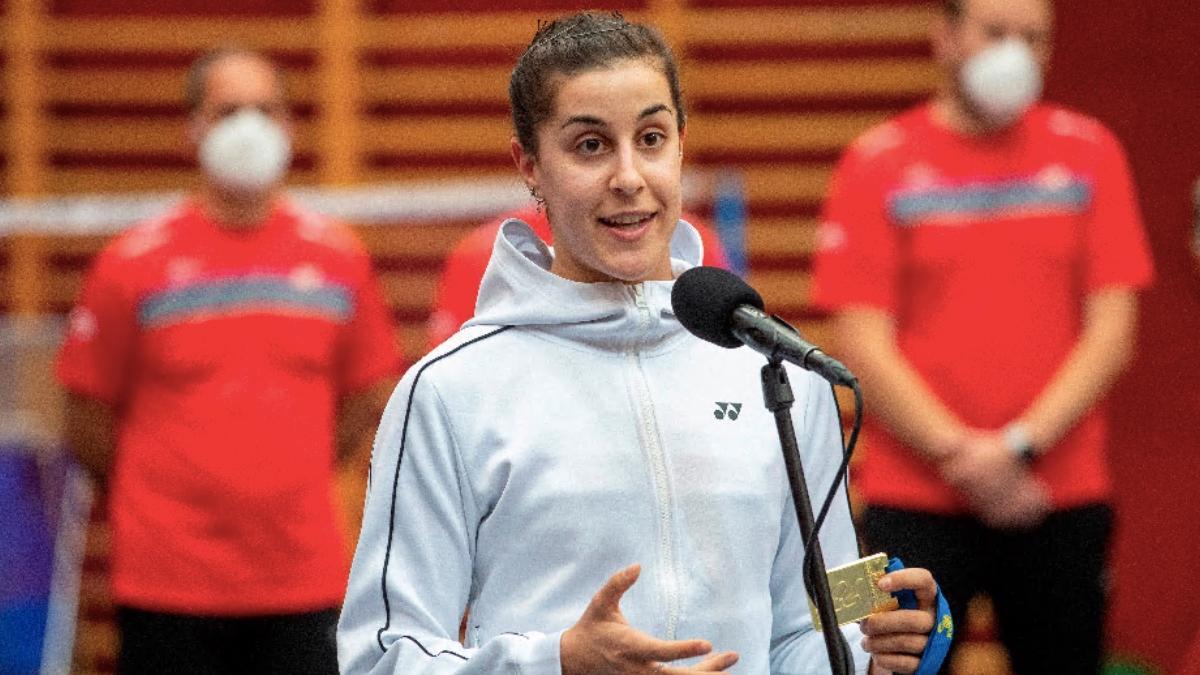 Carolina Marin durante un homenaje