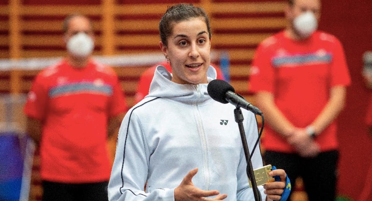 Carolina Marin durante un homenaje