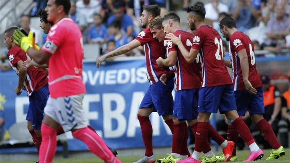 Los jugadores del Atlético celebrando uno de los goles